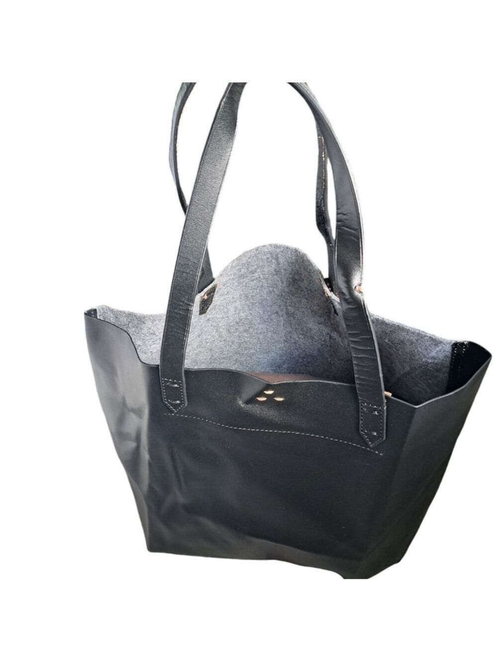 KELSI DAGGER leather felt large open tote grey black coastal shoulder bag used - Picture 4 of 16